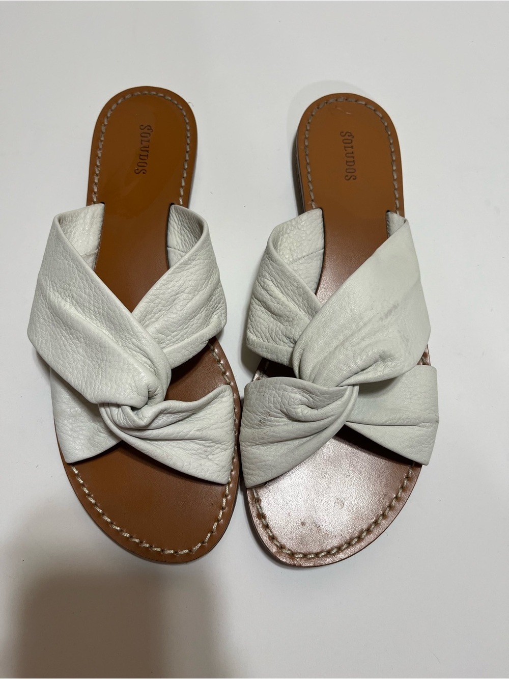 Seychelles Cream Knotted Leather Slide Sandals